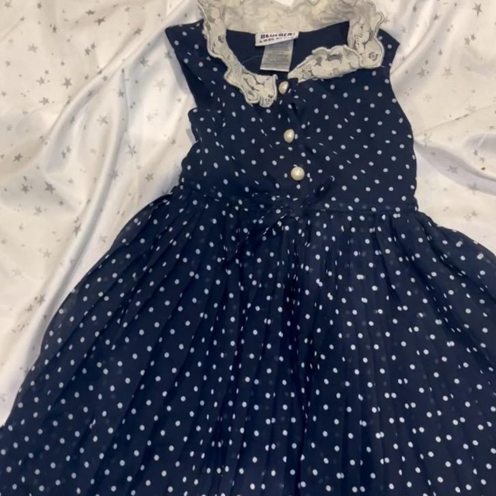 navy blue white polka dot blueberi boulevard dress